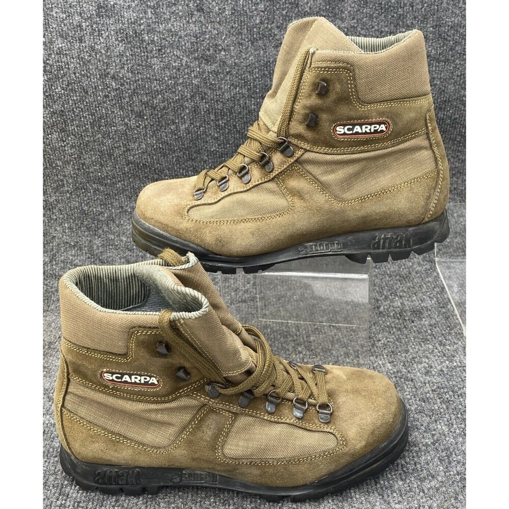Vintage Scarpa Attak Trionics Leather Hiking Boots Men 7.5 Women 9 Italy Vibram